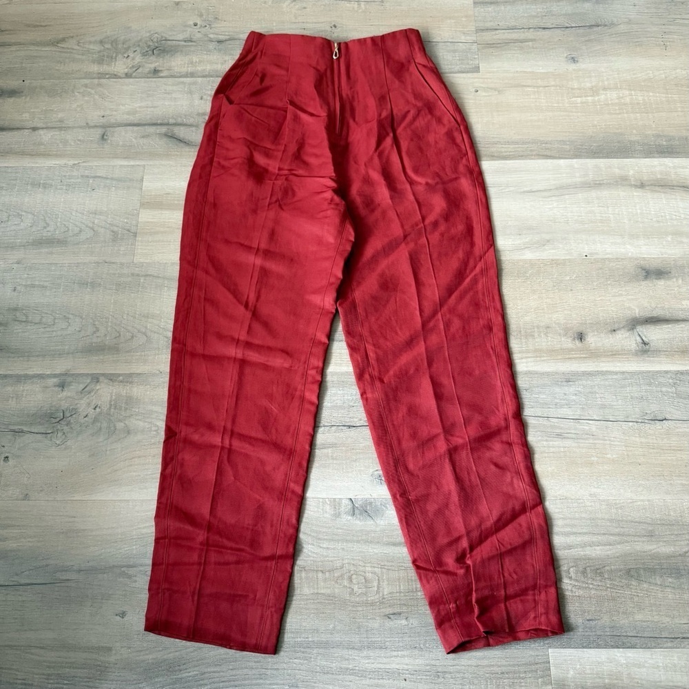Sandro terracotta red Betty high waist linen blend ankle pants - size 2 (34) - Picture 6 of 10